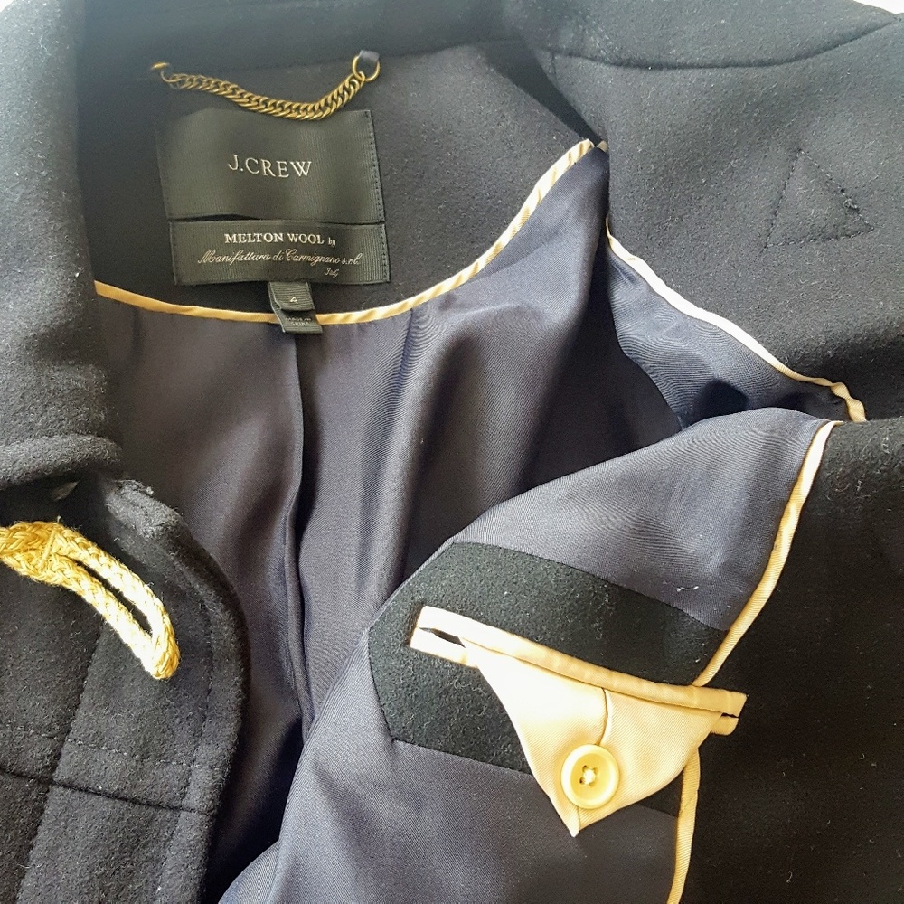 J. Crew | Black Melton Wool Toggle Coat - Sz 4 - Picture 8 of 8